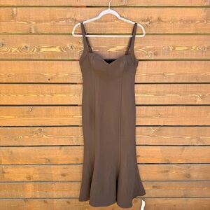 NWT Reformation Eddy Retro Pin Up Style Flounce Hem Midi Dress Sz 8 Mole